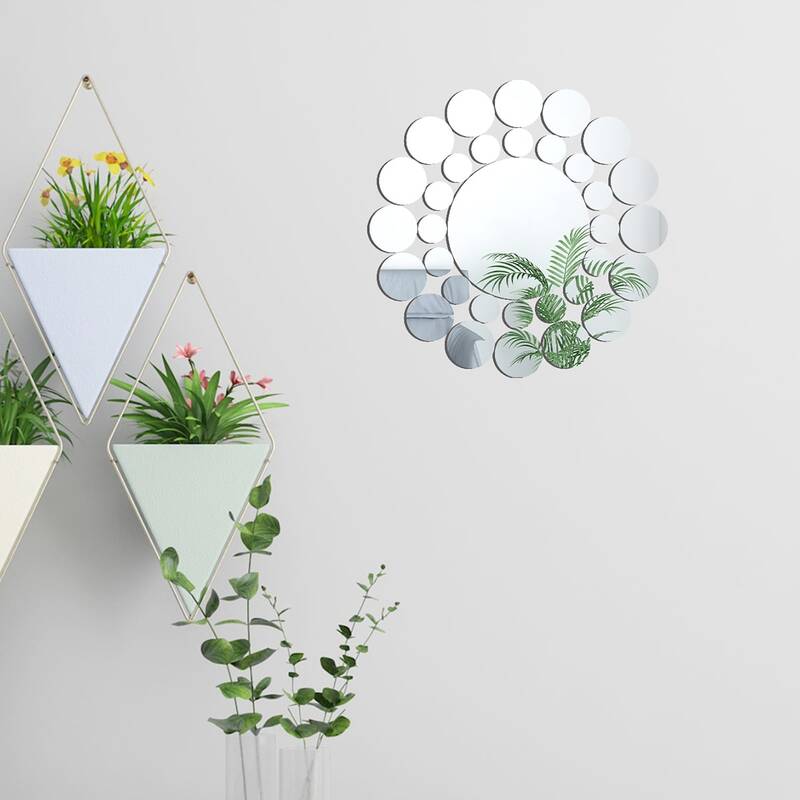 

33pcs Circle Mirror Surface Wall Sticker, Silver