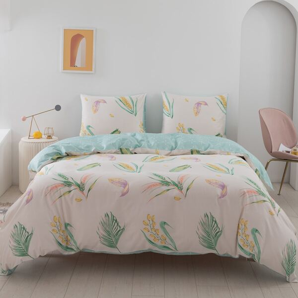 

Plants Print Bedding Set Without Filler, Multicolor