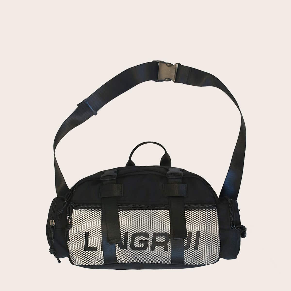 

Guys Letter Graphic Crossbody Bag, Black
