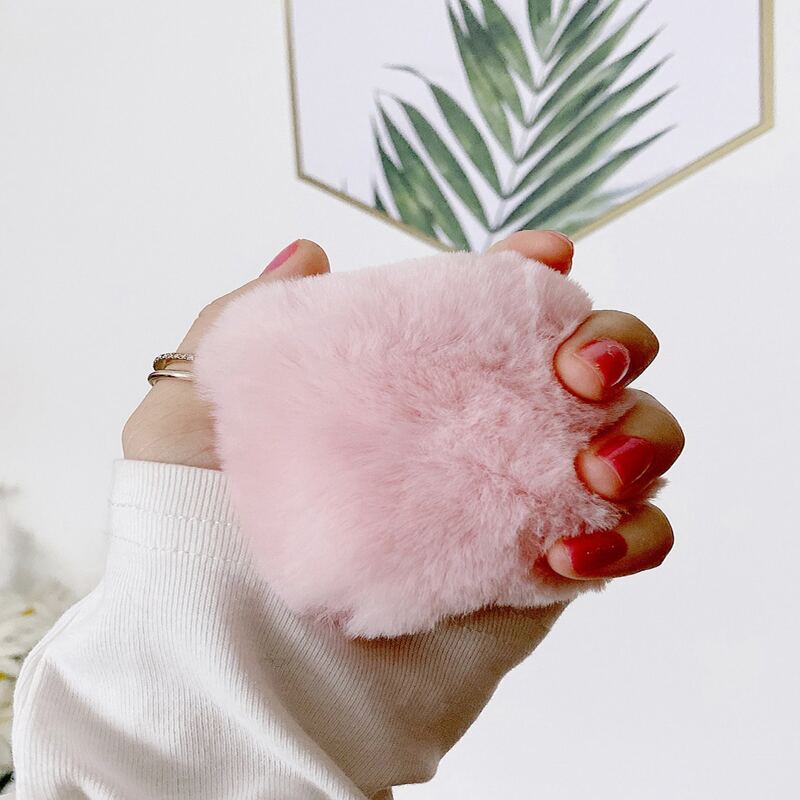 

Solid Fluffy AirPods Case, Baby pink