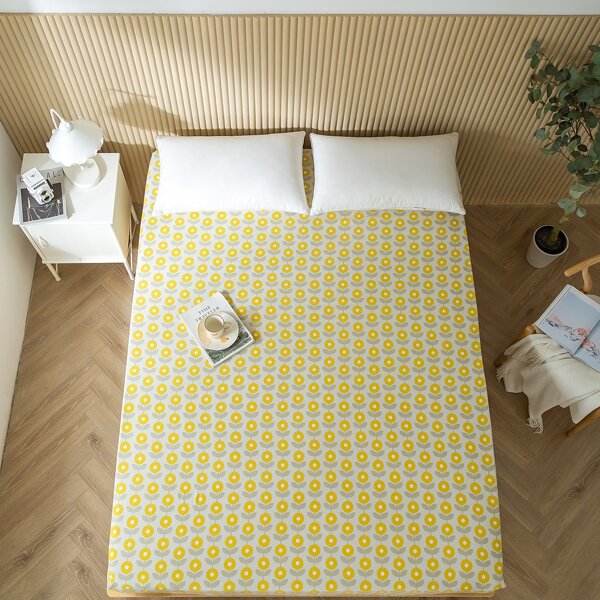 

Flower Print Fitted Sheet, Yellow