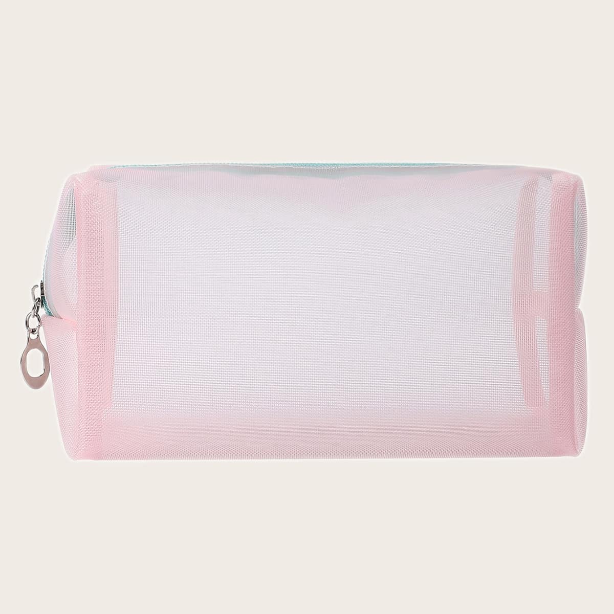 

1pc Mesh Makeup Bag, Pink