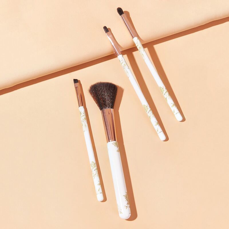 

4pcs Flower Print Makeup Brush, Multicolor