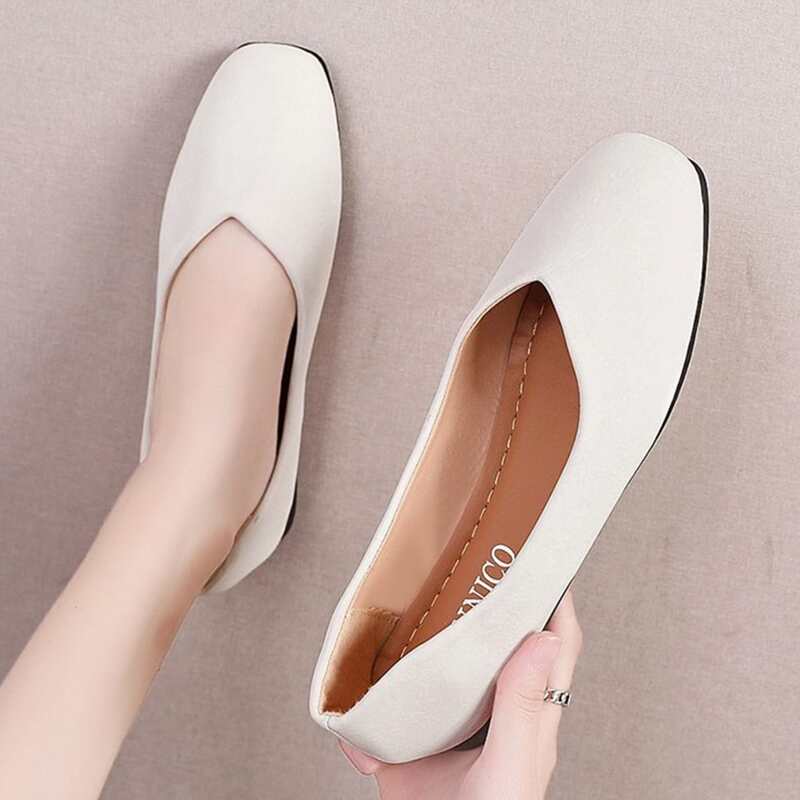 

Solid Wide Fit Ballet Flats, Beige