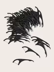 cleanpik Clean Teeth Dental Floss Pick, 50pcs Clean Plastic Disposable Dental Floss Travel - Black - View 1