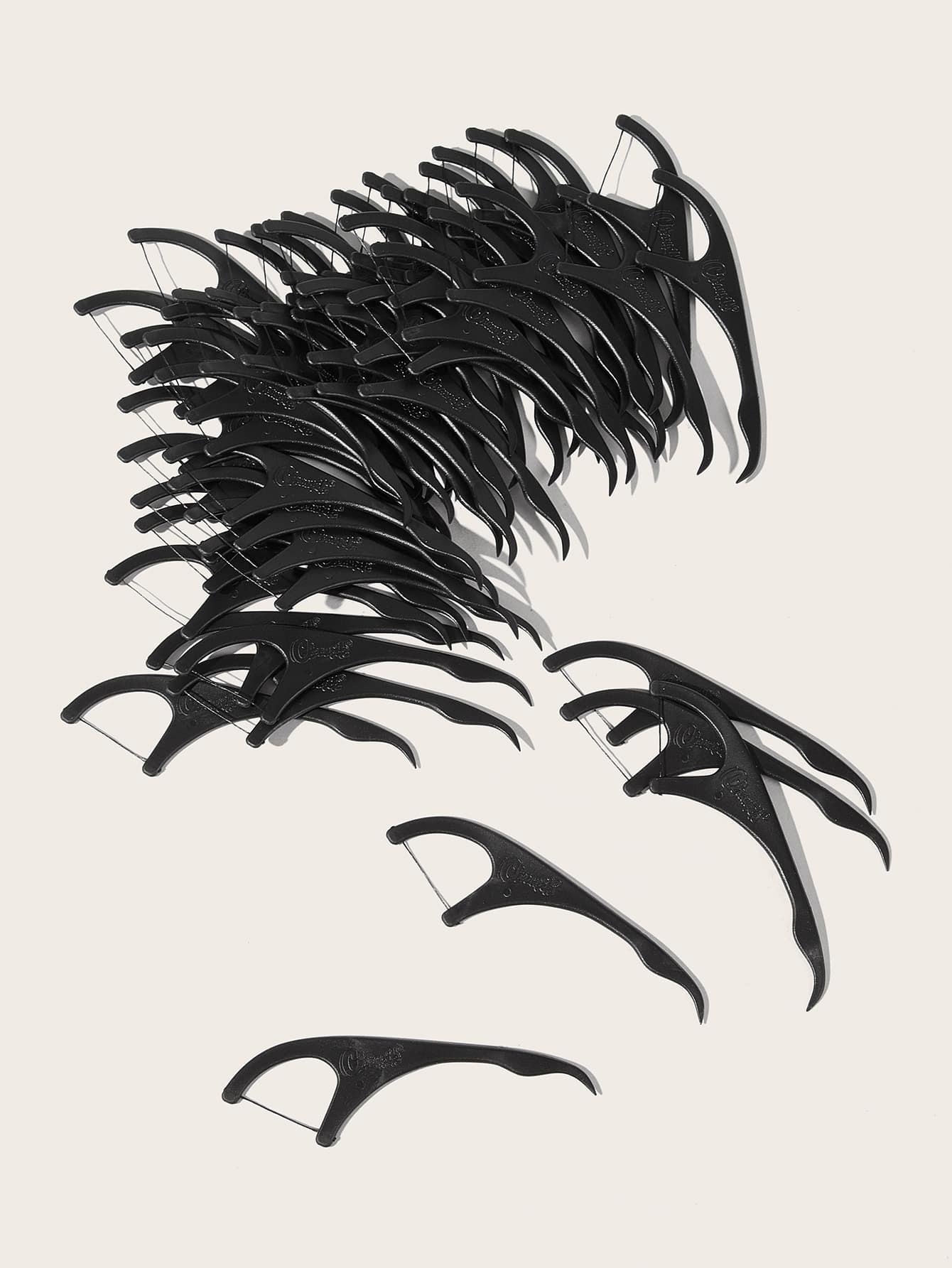 cleanpik Clean Teeth Dental Floss Pick, 50pcs Clean Plastic Disposable Dental Floss Travel - Black - View 1