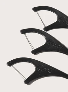 cleanpik Clean Teeth Dental Floss Pick, 50pcs Clean Plastic Disposable Dental Floss Travel - Black - View 3