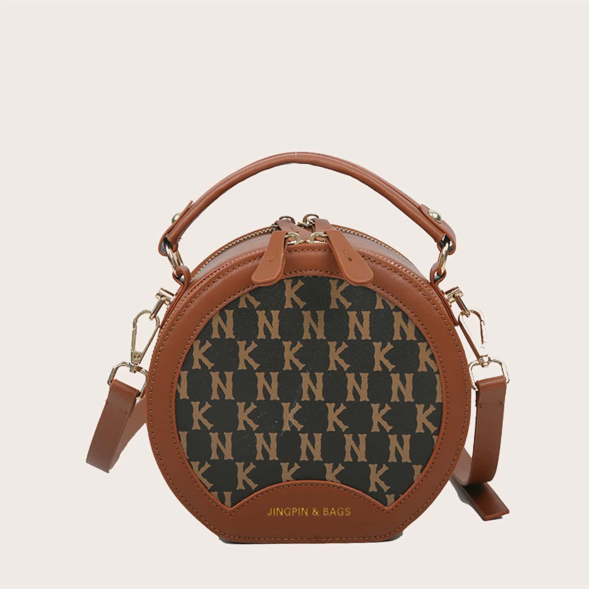 

Letter Graphic Satchel Bag, Brown