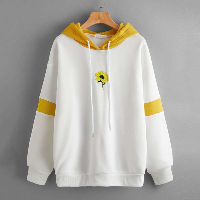 

Sunflower Embroidery Hoodie, Multicolor