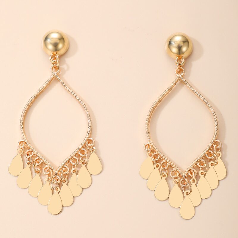 

Tassel Water Drop Earrings, Gold