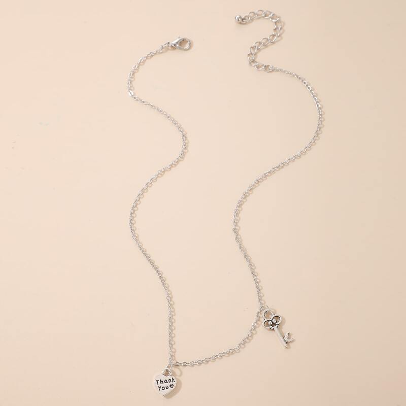 

Heart Pendant Necklace, Silver