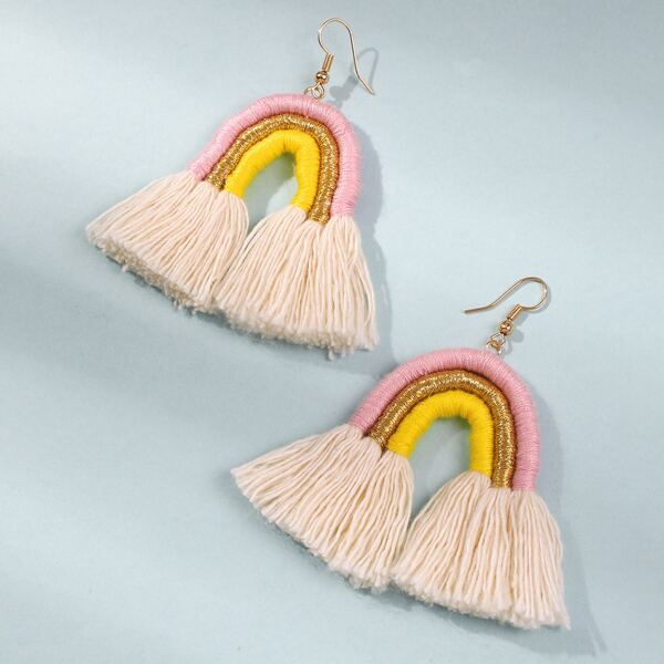 

Tassel Decor Drop Earrings, Pink