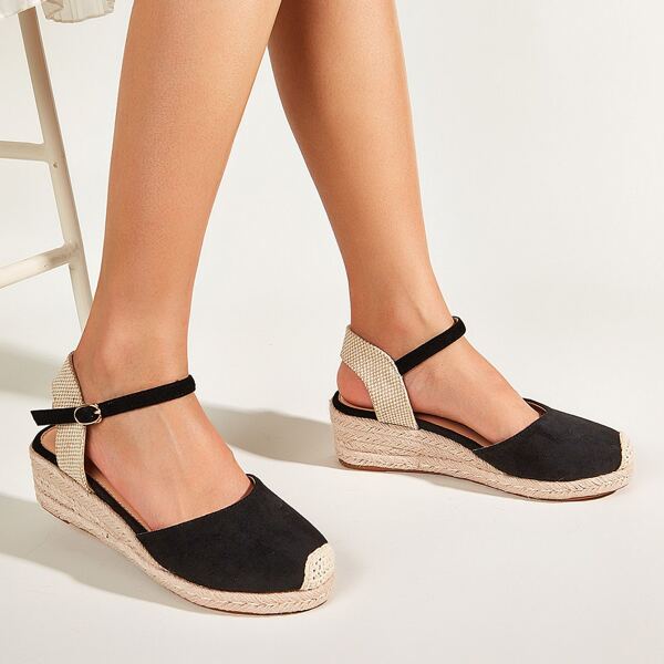 

Two Tone Espadrille Wedges, Black