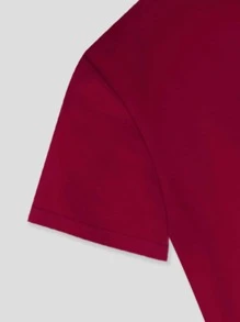 SHEIN LUNE Heart And Leopard Print Short Sleeve Tee - Burgundy - View 4