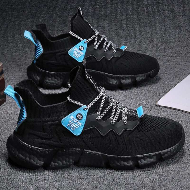 

Guys Lace-up Decor Letter Graphic Sneakers, Black