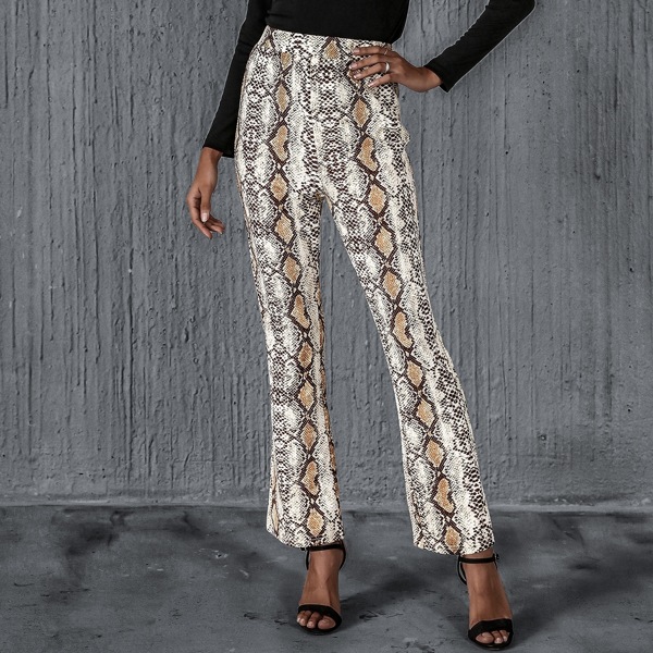 

Snakeskin Print Flare Leg Pants, Multicolor