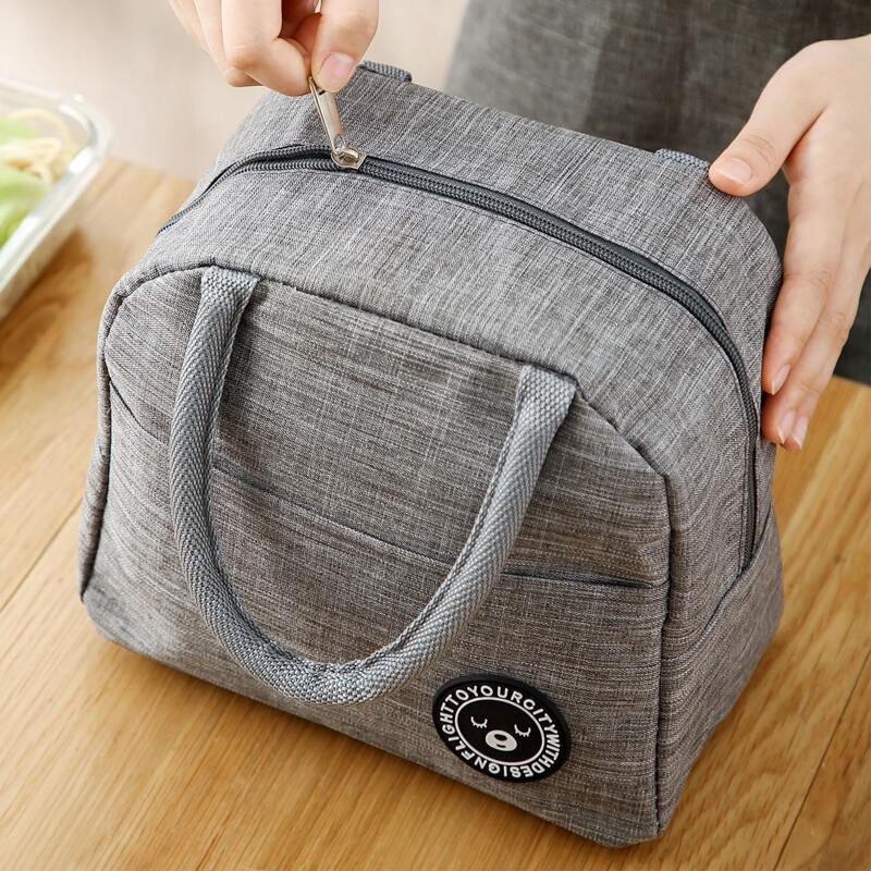 

1pc Large Portable Insulation Lunch Bag, Grey