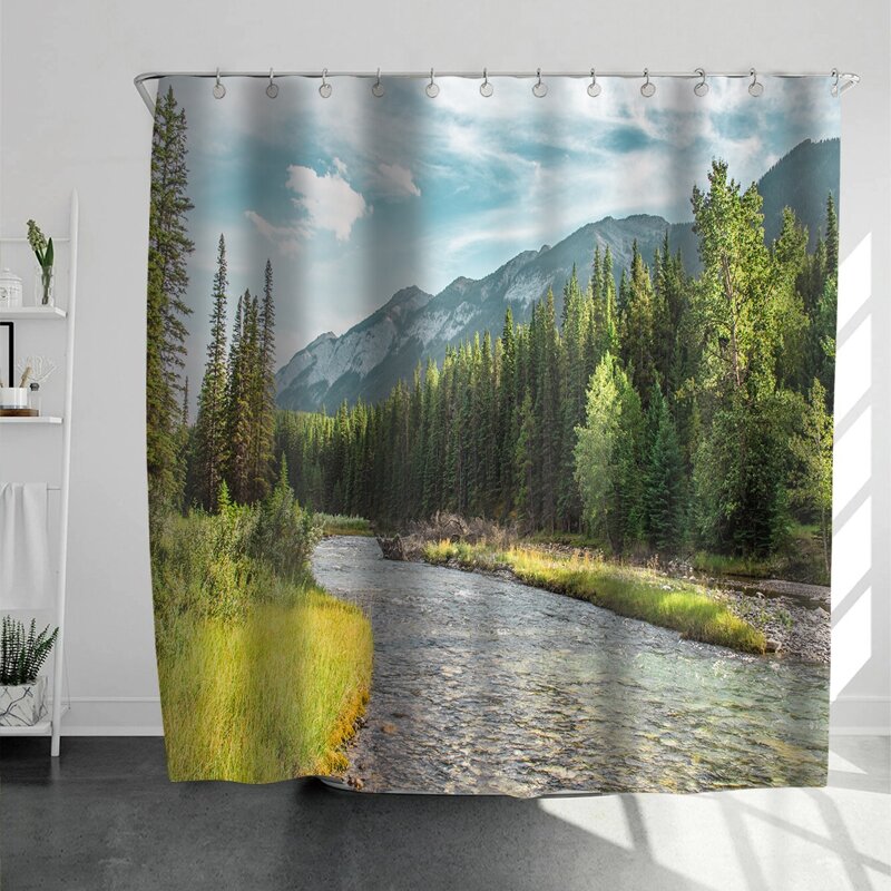

Landscape Print Shower Curtain, Multicolor