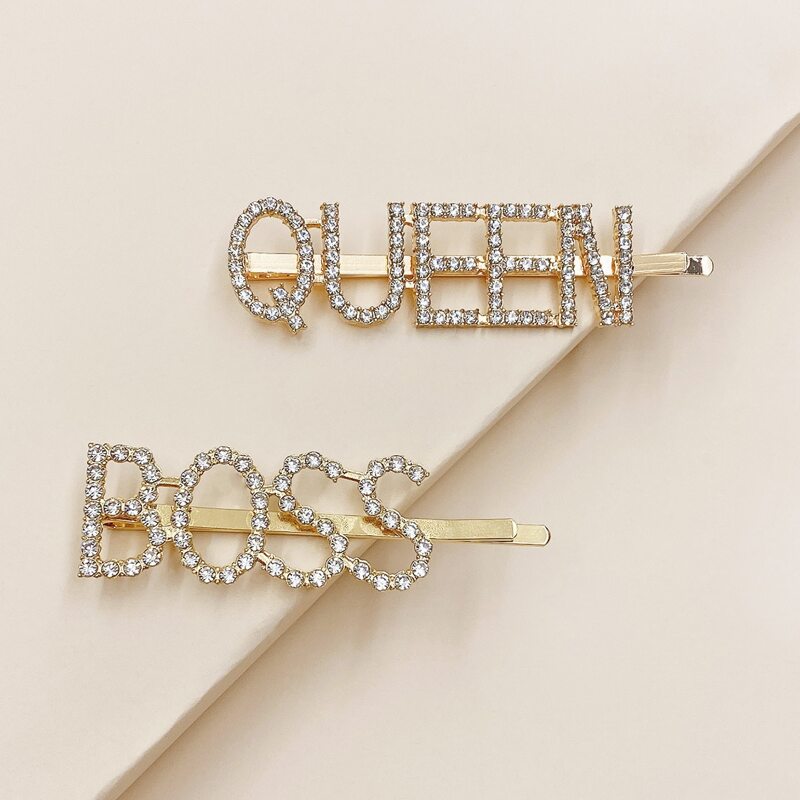 

2pcs Rhinestone Decor Bobby Pin, Gold
