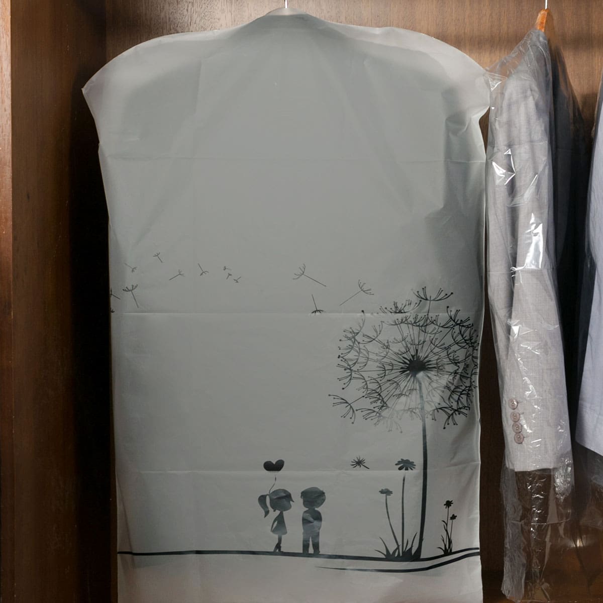 

1pc Couple Print Clothes Dust Cover, Clear