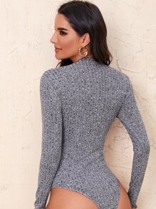 SHEIN Privé 生菜邊羅紋針織連體衣 - 灰色 - 查看 2