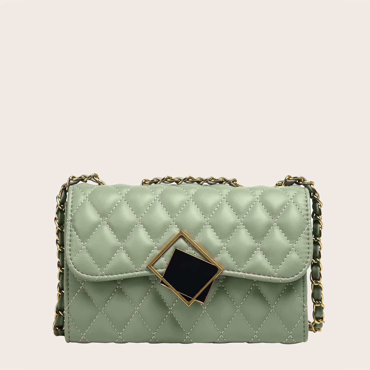 

Quilted Flap Crossbody Bag, Green