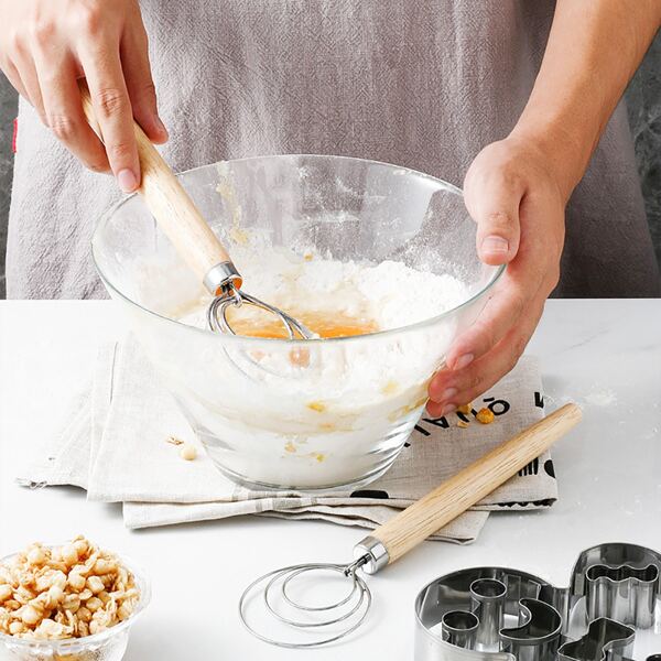 

1pc Wooden Handle Whisk, Apricot