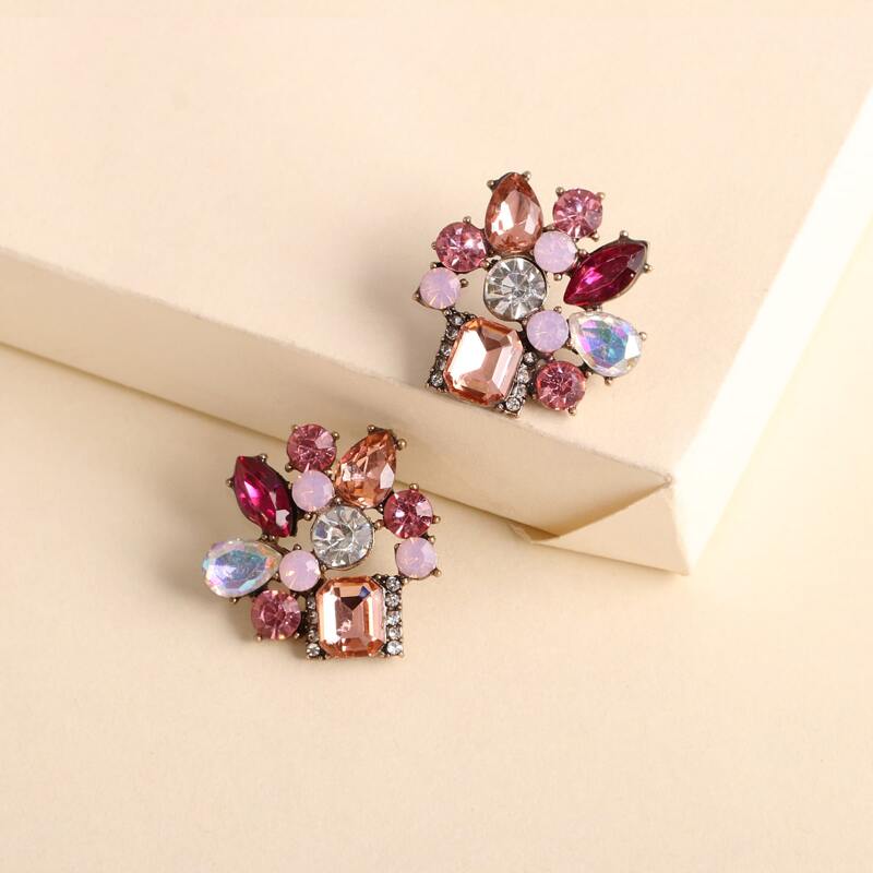 

Gemstone Decor Stud Earrings, Multicolor