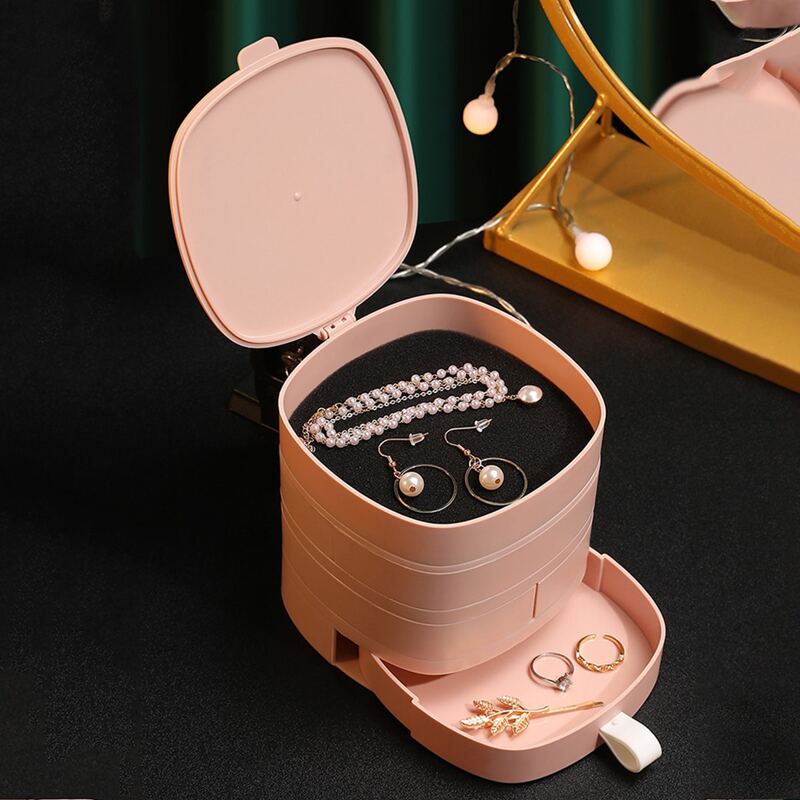 

1pc Multi Layer Jewelry Box, Baby pink