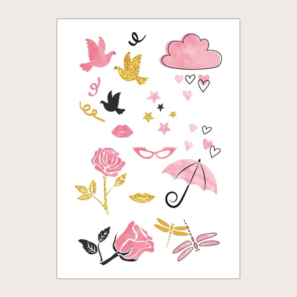 

1pc Flower & Star Pattern Tattoo Sticker, Multicolor
