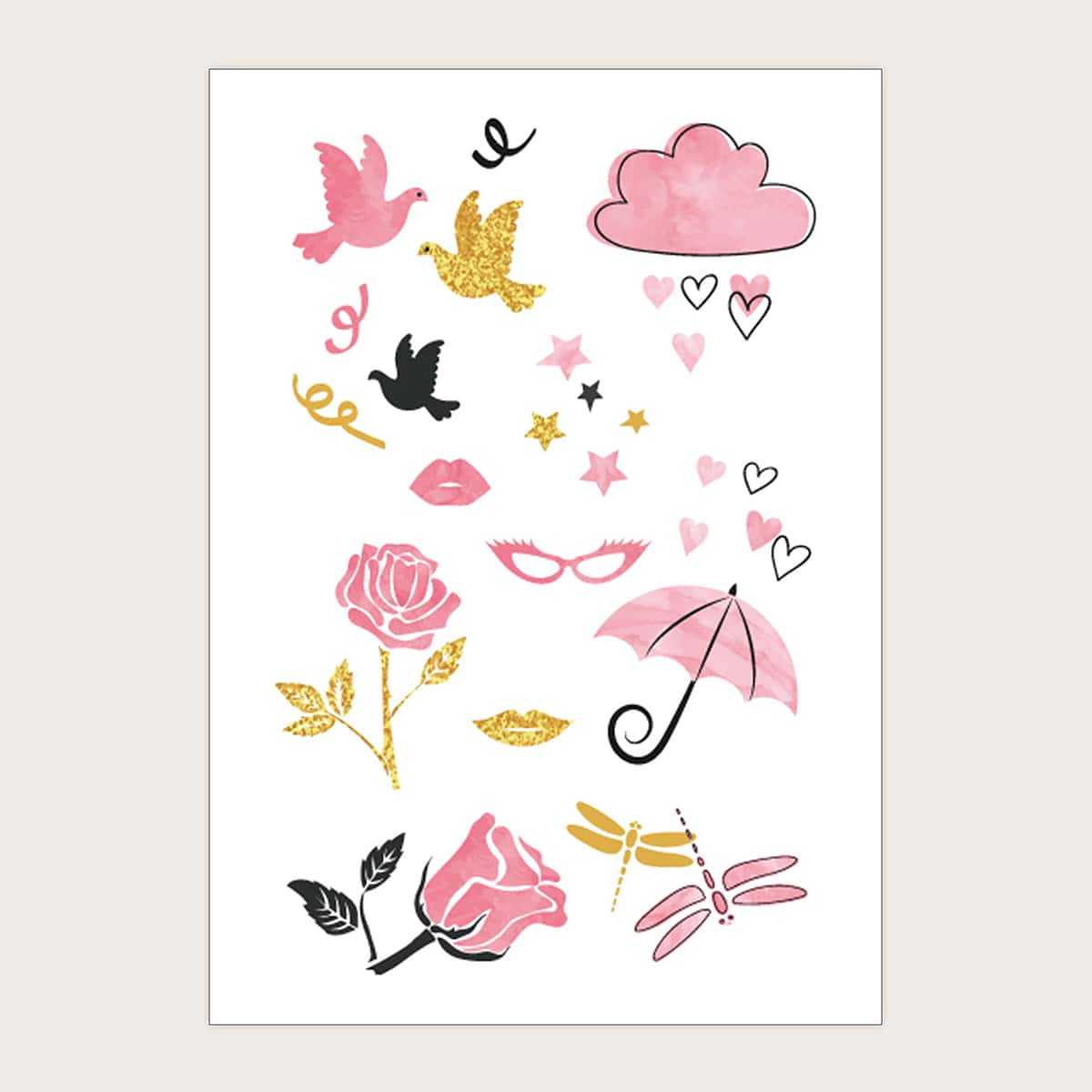 

1pc Flower & Star Pattern Tattoo Sticker, Multicolor