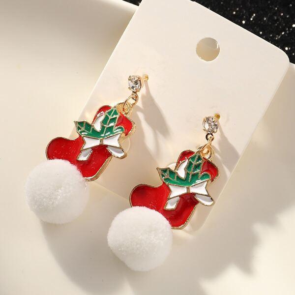 

Christmas Pom Pom Decor Drop Earrings, Multicolor
