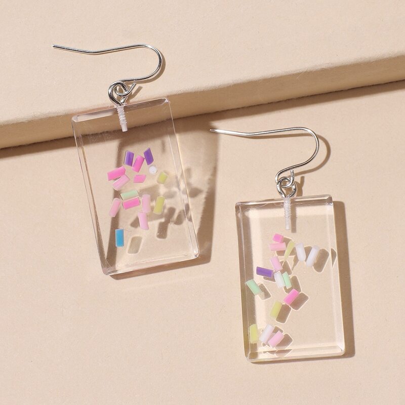 

Clear Cube Drop Earrings