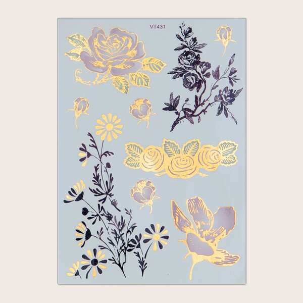 

1pc Flower Pattern Tattoo Sticker, Multicolor