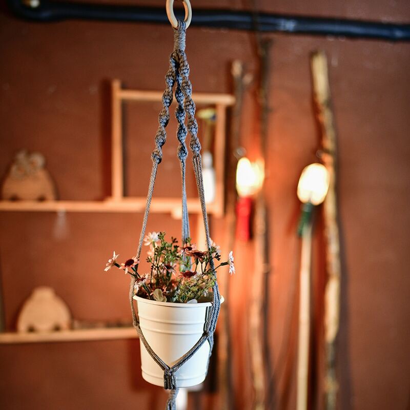 

1pc Macrame Plant Hanger, Grey