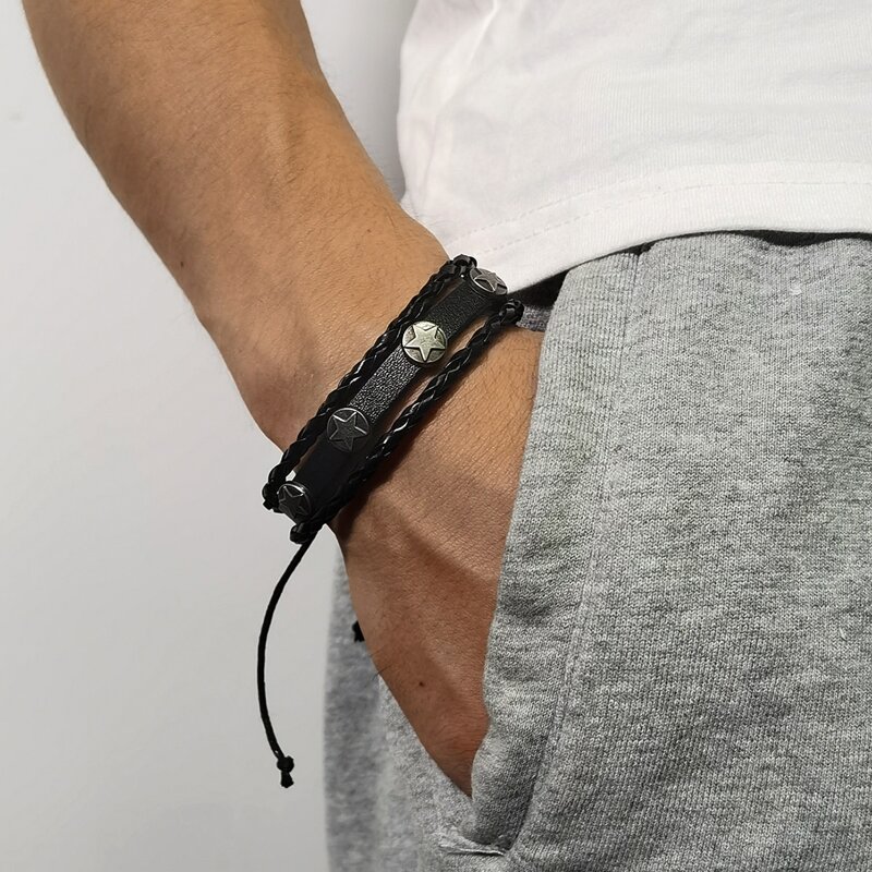 

Guys Star Rope Bracelet, Black