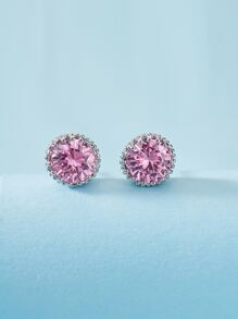 Hoa tai Stud Rhinestone Decor - Hồng - Xem 3