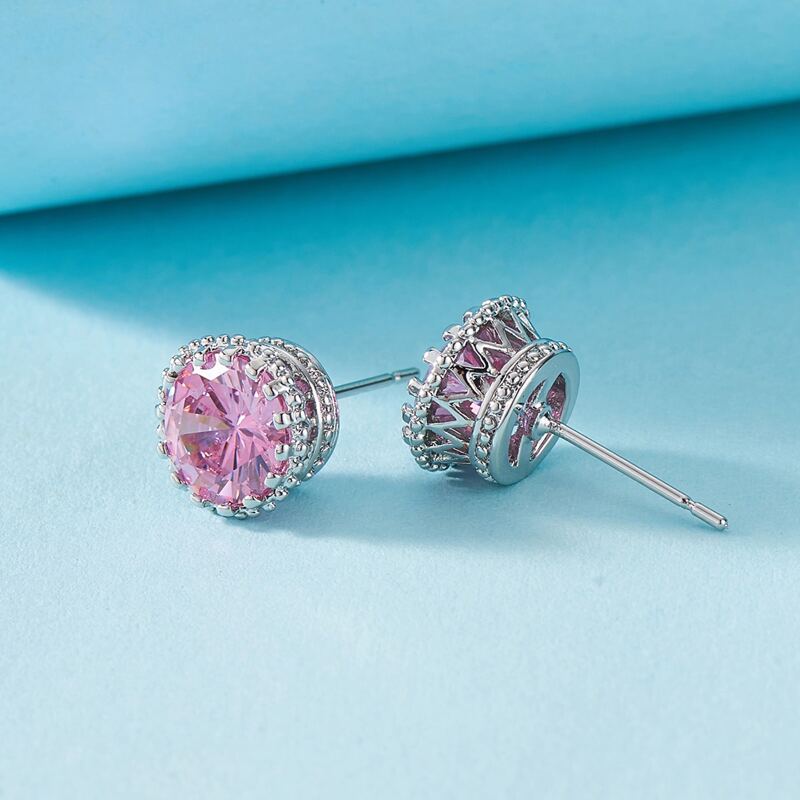 

Rhinestone Decor Stud Earrings, Pink