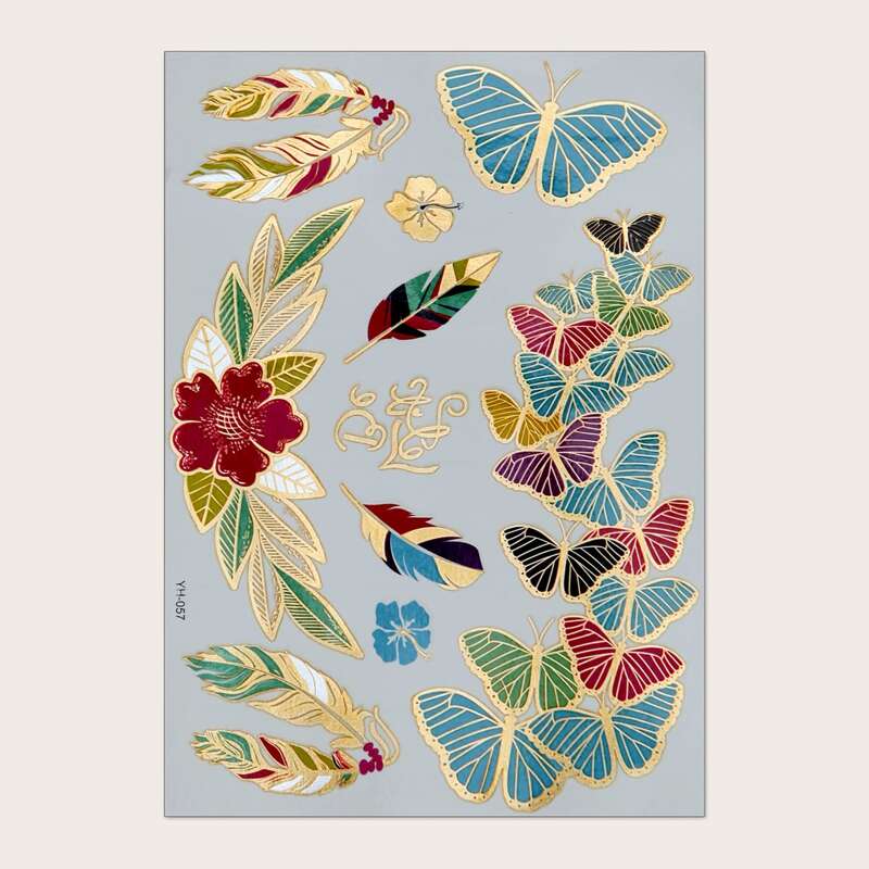 

1pc Butterfly Pattern Tattoo Sticker, Multicolor