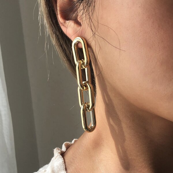 

Chain Drop Earrings, Gold