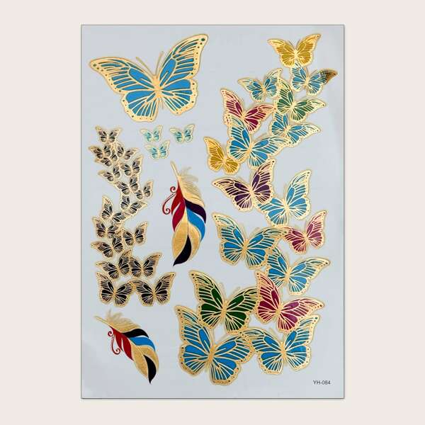 

1pc Butterfly Pattern Tattoo Sticker, Multicolor