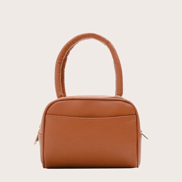 

Double Handle Satchel Bag, Brown