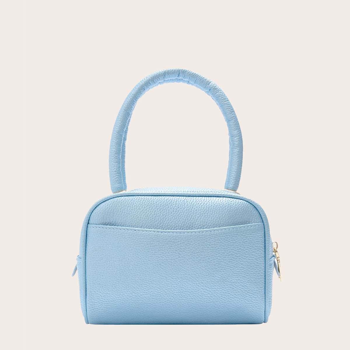 

Double Handle Satchel Bag, Blue