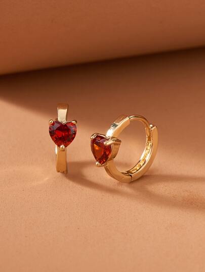 حلق على هيئة إطار دائري مزين بالراين ستون على شكل قلب، هدية عيد الأم، عيد الأم