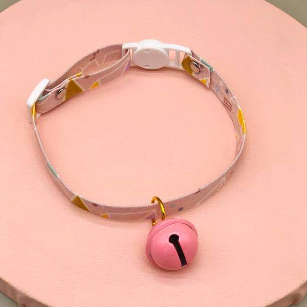 

1pc Geo Pattern Cat Bell Collar, Pink