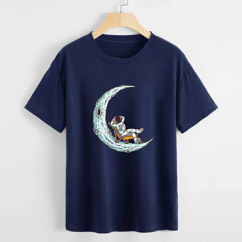 

Moon & Figure Graphic Tee, Navy blue