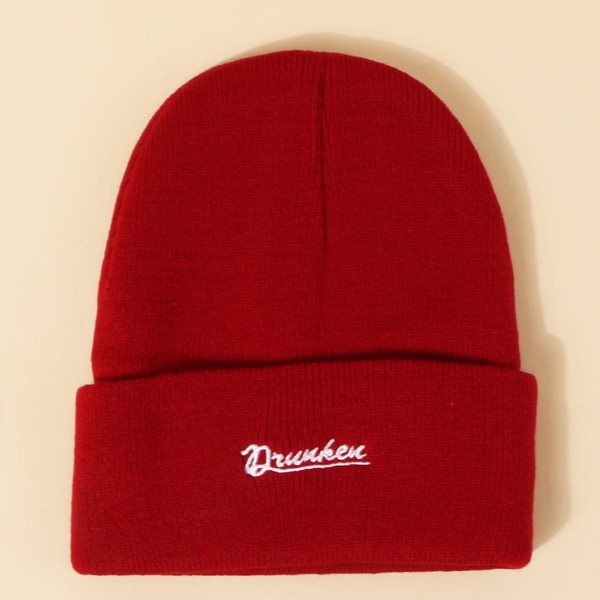 

Letter Embroidery Beanie, Red