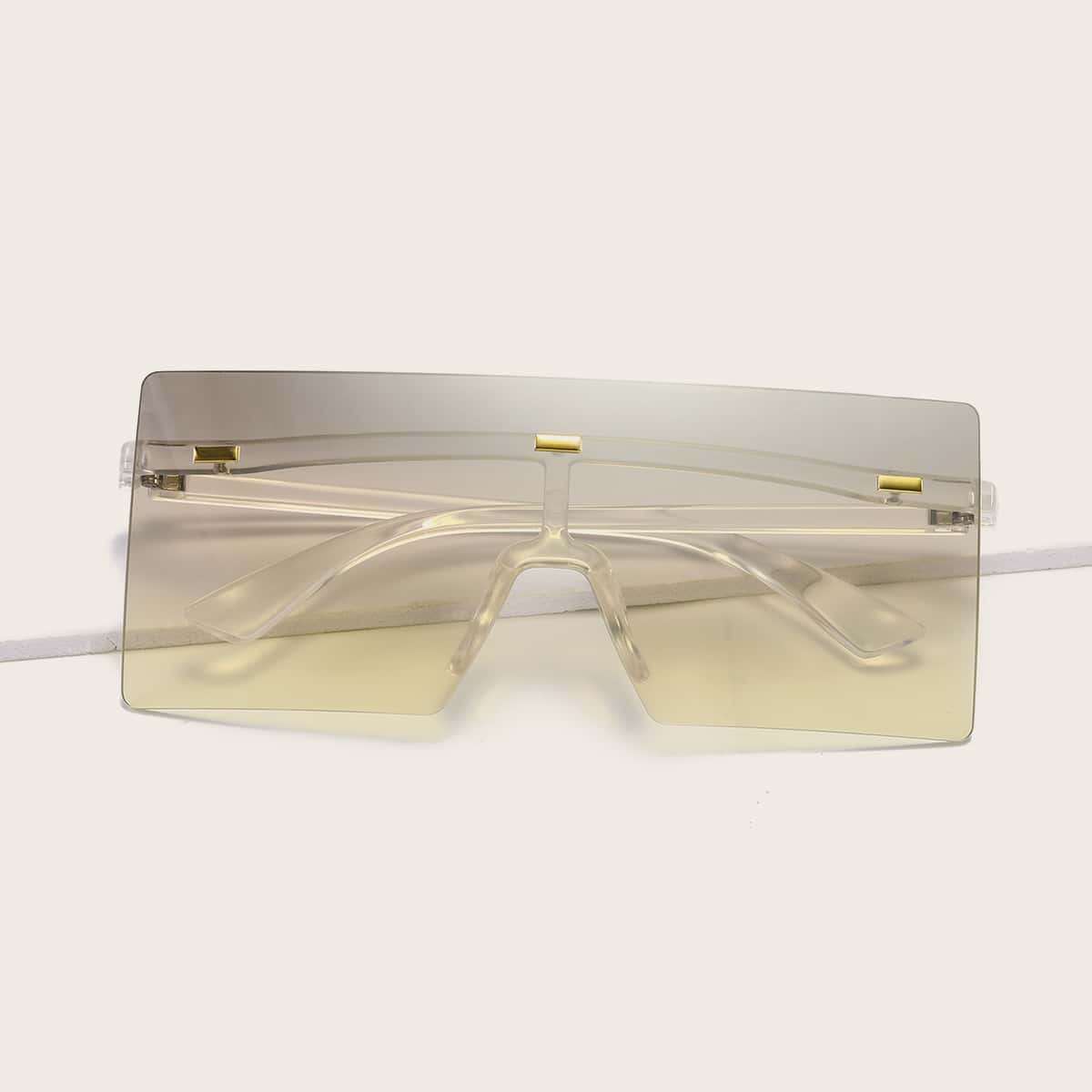 

Rimless Flat Top Shield Sunglasses, Silver