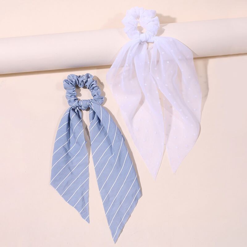 

2pcs Striped Scrunchie Scarf, Multicolor