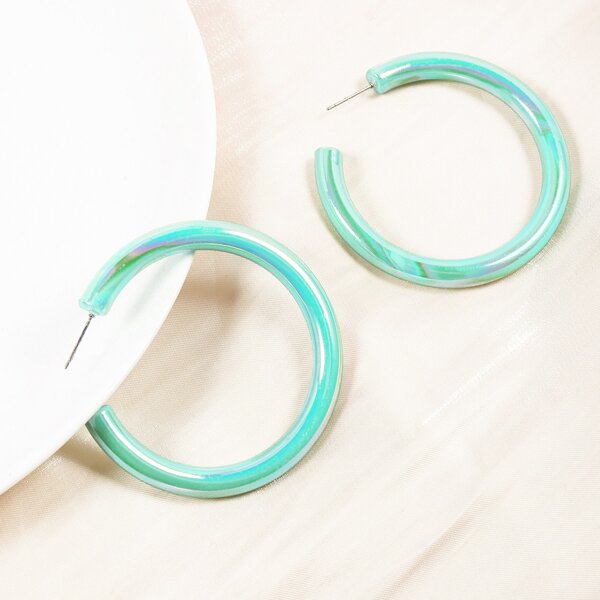 

Simple Cuff Hoop Earrings, Green